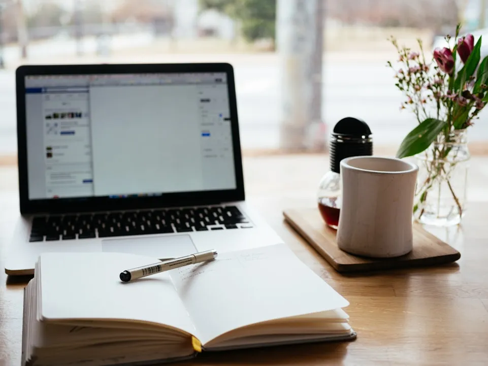 Laptop workspace with learning platform